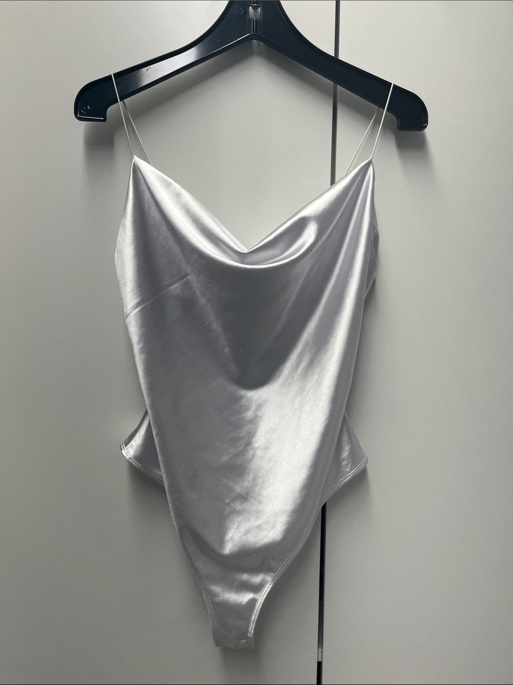 Forever 21 White Satin Cowl Neck Bodysuit